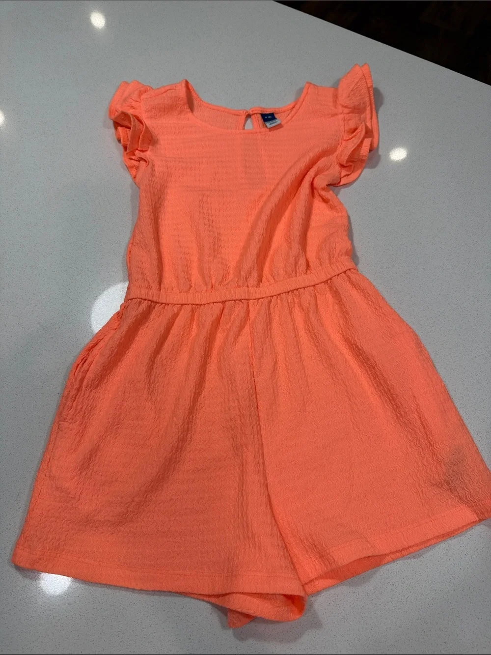 Old Navy Girls Coral Orange Flutter-Sleeve Casual Dress